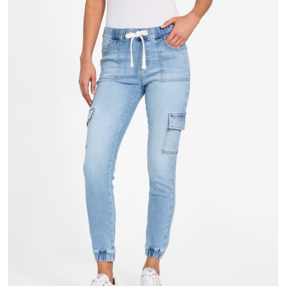 Guess Light Blue Denim Cargo Jogger Jeans